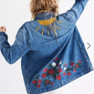 ISO Strawberry Embroidered Workwear Jacket XL or L
